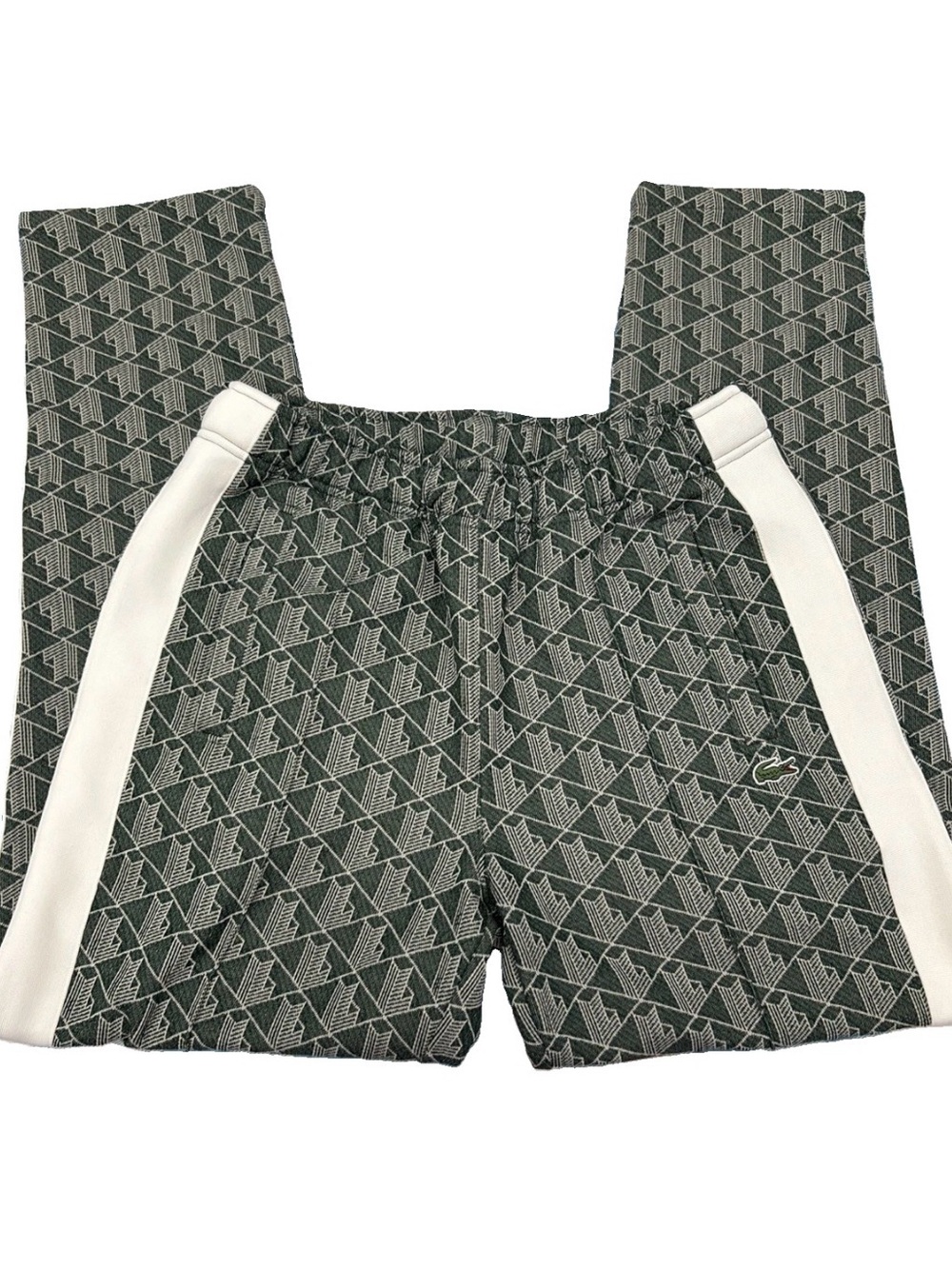 Lacoste LIVE Monogrammed Jacquard Jogger Track Pants Men S Tapered Green White